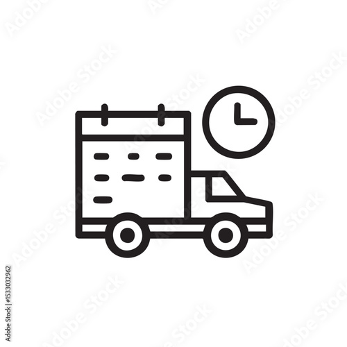Delivery truck with schedule time concept for logistics efficiency vector illustration