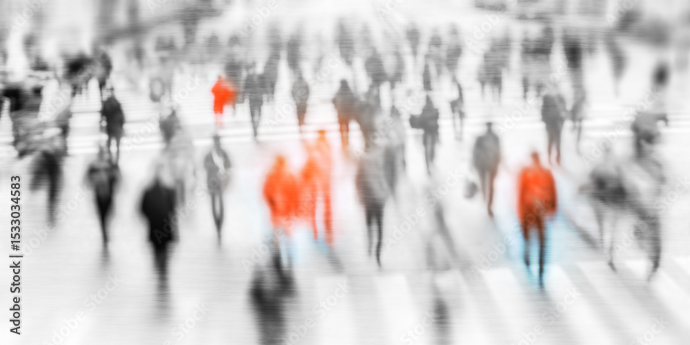 Obraz premium Abstract city crowd with red color accent and motion blur