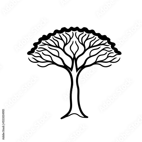 Stylized Black Acacia Tree Flat Crown Desert Icon stylized tree