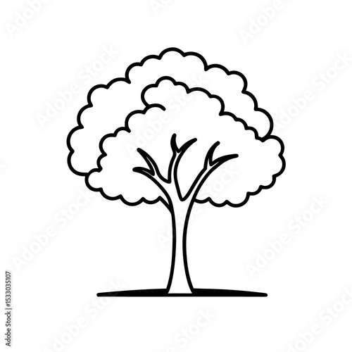 Black Outline Vector Ash Tree Park Simple Minimalist Design