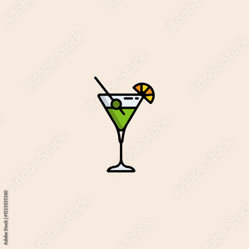 Cocktail icon flat vector design.