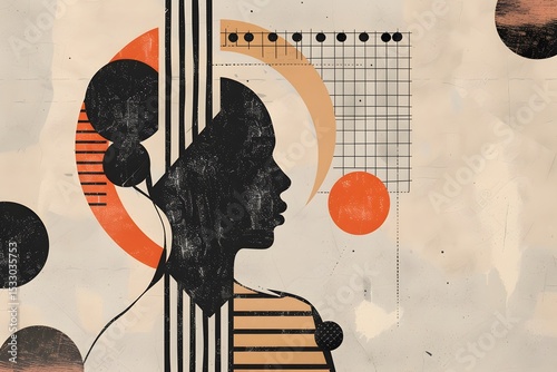 woman geometric minimalistic abstract portrait illustration of a profile with modern elegant graphic fashion and beauty in digital art