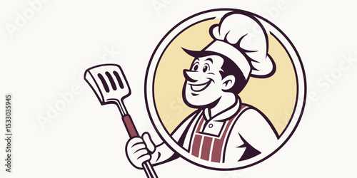 Happy Chef Cartoon Character Design Perfect for Restaurant Branding, Menu Design, or Culinary Logos