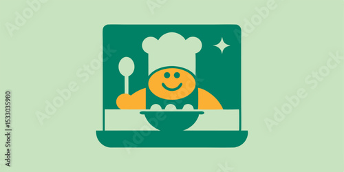 Happy Chef Cooking Online Delicious Food Recipe Design for Websites and Apps