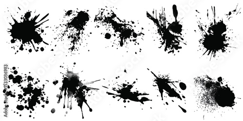 ink blots and splats. detailed ink splats Hyperrealistic Highly Detailed Isolated On Transparent Background	
