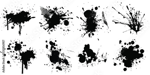 ink blots and splats. detailed ink splats Hyperrealistic Highly Detailed Isolated On Transparent Background	
