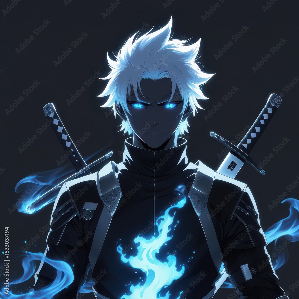 Naklejka premium A futuristic robot knight in black armor on horseback, a woman cyborg astronaut with a metal helmet, and other people in a 3D sci-fi spaceship scene