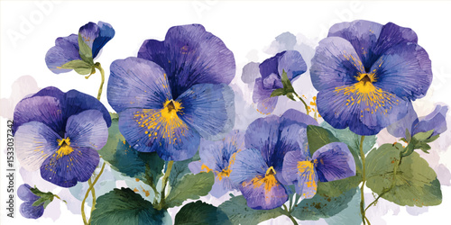 African violet (Saint-paulia ionantha) with beautiful flowers details. flowering colorful pansies in the garden