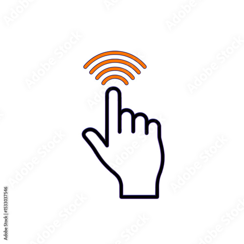 Hand gesture control icon with orange trace