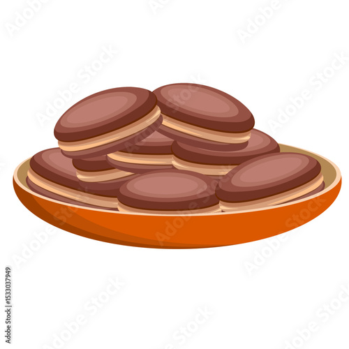 chocolate cookies on a plate without background