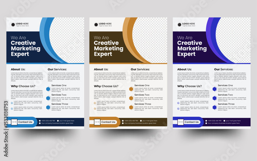 a bundle of 5 templates of a5 flyer, Flyer template layout design. Corporate creative colorful business flyer template.	
