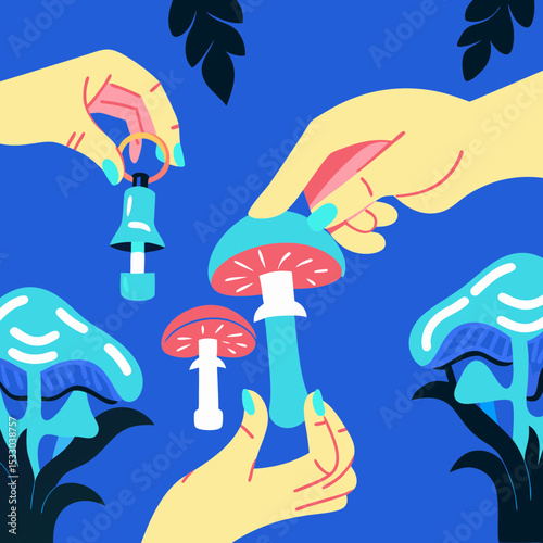 vector illustration of a hand holding a watering can