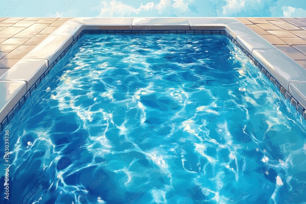 Obraz premium Bright and inviting swimming pool with stunning view of the landscape under a clear blue sky during daytime