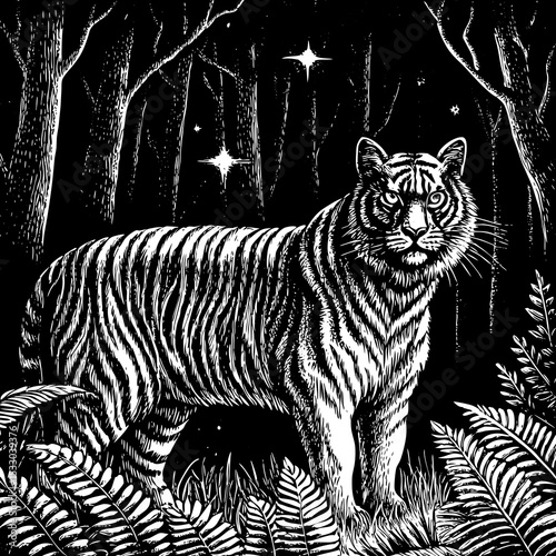 tiger on a black background