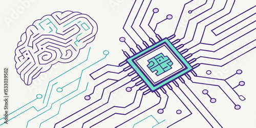 Artificial Intelligence Concept With Computer Chip and Brain