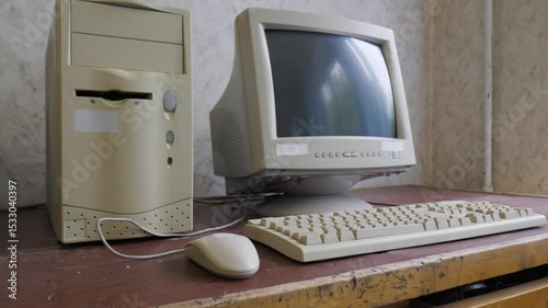 Retro Old Fashioned Personal Computers With Crt Monitors
