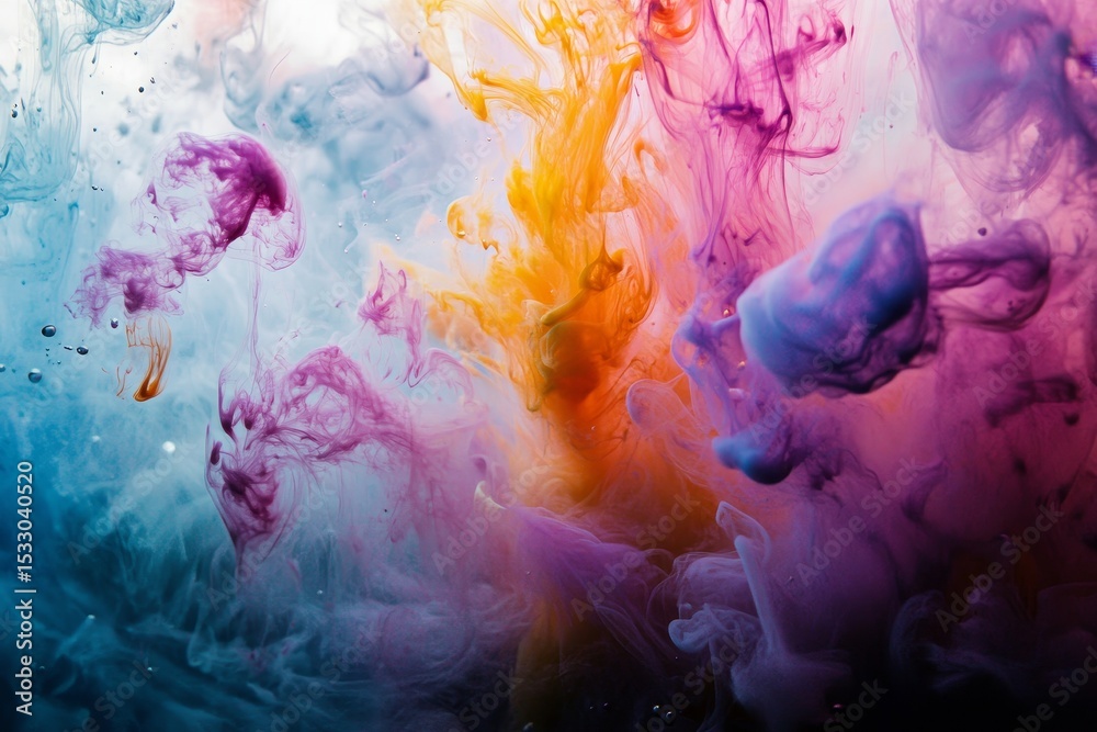 Obraz premium Abstract colorful ink swirling in water creating a vibrant and dynamic composition.