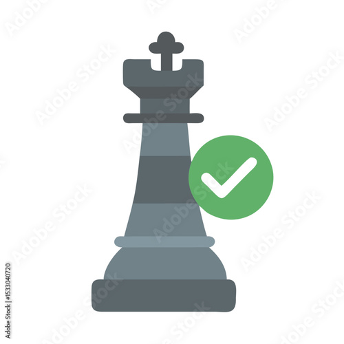 Chess piece with checkmark symbolizing victory for International Chess Day  