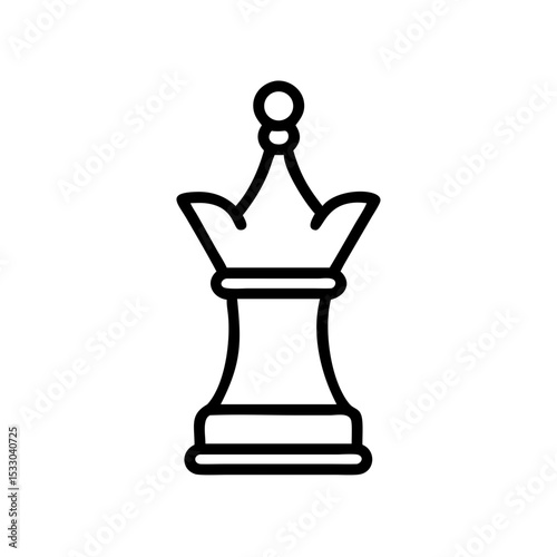 Line drawing of a chess queen piece representing International Chess Day  