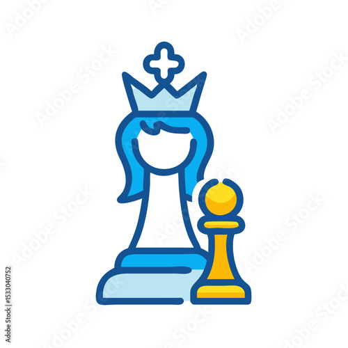 Chess queen and pawn icon in vector style representing International Chess Day  