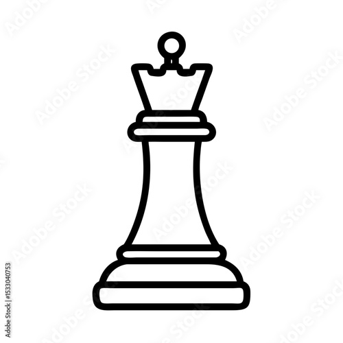 Chess queen piece icon in a minimalist line art style  