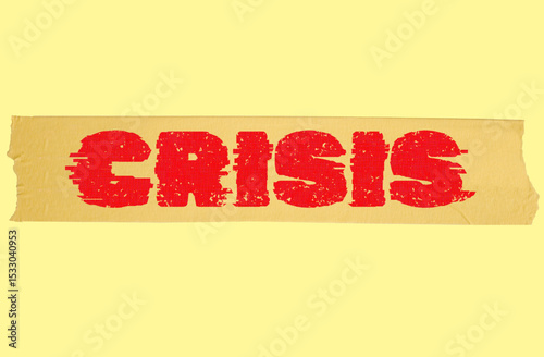 Word text Crisis isolated on yellow background. Background. Banner.