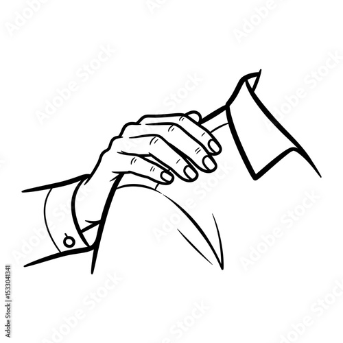 A hand giving a supportive gesture on a shoulder in a simple line art style