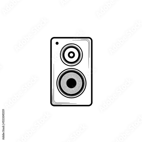 A simple line art illustration of a speaker with two audio drivers
