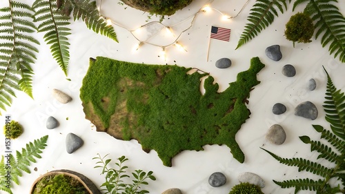 Moss Map of the USA A Sustainable and Artistic Representation