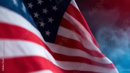 Patriotic Imagery: American Flag Waving in Gentle Breeze, Celebratory Background