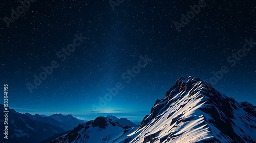 Starry night sky viewed from a mountain ridge
 photo