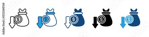 Money Loss icon sheet multiple style collection