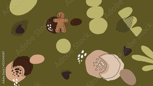Gingerbread cookie chocolate dessert background
