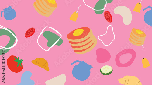 Pancake and tea breakfast set background