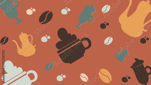 Retro Coffee Pots and Mugs Background