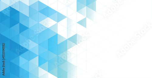 Abstract white and blue background, many triangles - Vector illustration