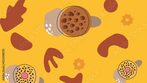 Red waffle and candy dessert background