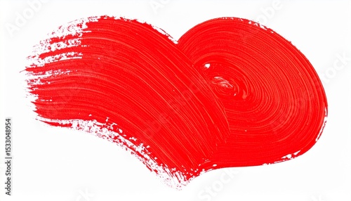 A textured, painted red heart isolated on white, symbolizing love, romance, or art