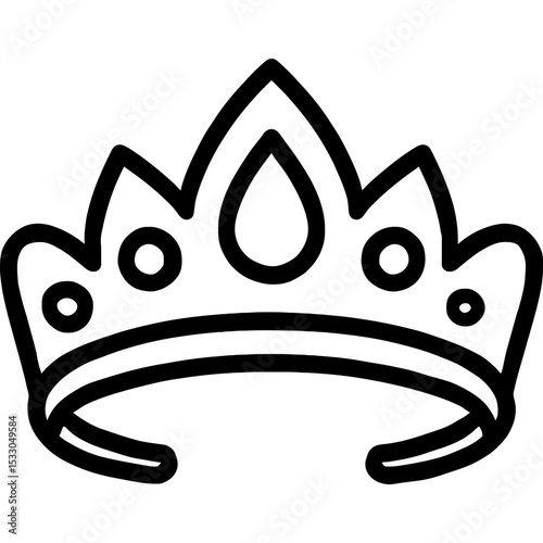 Bridal tiara outline icon with jeweled details