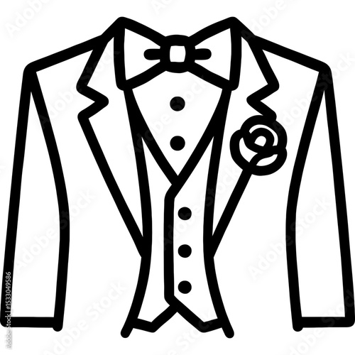 Minimalist tuxedo icon with bold black lines