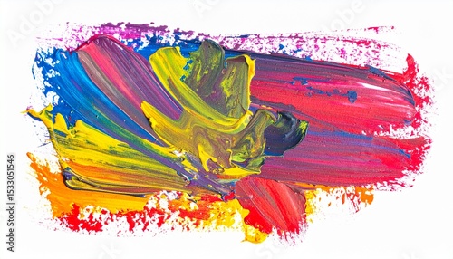 Explosion of colored oil paint isolated on white background