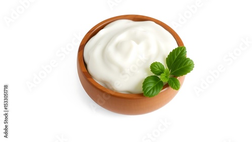 Sour Cream in Wooden Bowl
