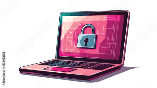 Secure Laptop with Ransomware Vector Illustration for Cybersecurity Concepts