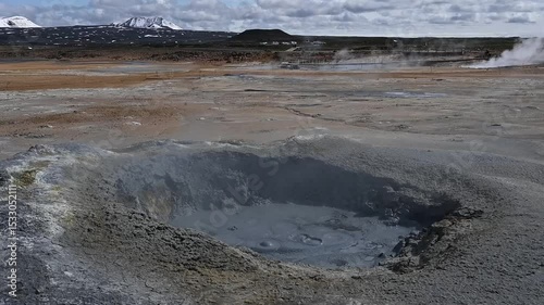 Hverir geothermal area near Lake Myvatn and Námafjall in Iceland, Europe with fumaroles and boiling mud pools