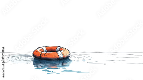 Life Ring Buoy Continuous Line Drawing Editable Vector Illustration
