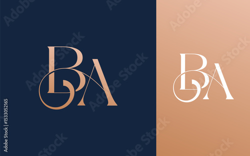 Initial letter BA AB logo design vector illustration for couple, wedding, and business