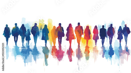 Beautiful Pastel Drawing of Diverse People Group, Creative Illustration for Projects