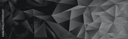 Abstract black and gray gradient triangles of different sizes - Vector illustration