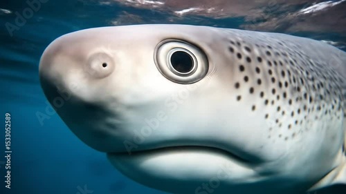 Serene Underwater Portrait: Close-up of a Gentle Shark in its Natural Habitat