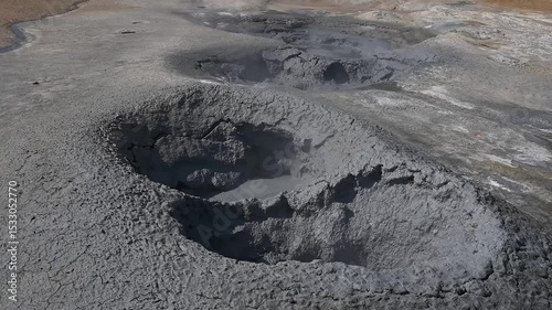 Hverir geothermal area near Lake Myvatn and Námafjall in Iceland, Europe with fumaroles and boiling mud pools